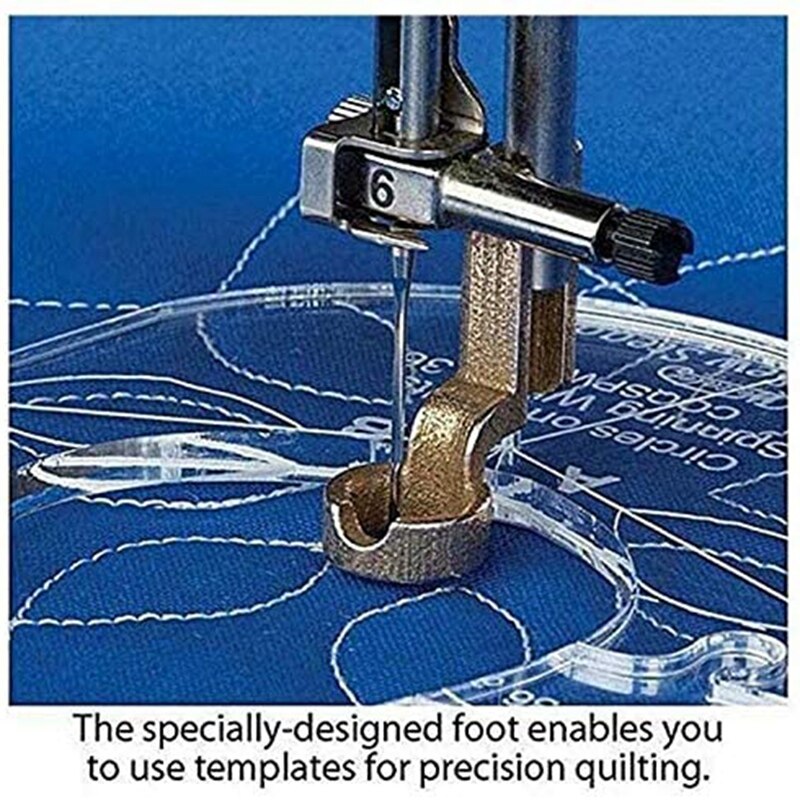 6 Stuk Quilten Template Naaimachine Heerser Quilten Sjabloon Heerser Inclusief Spiraal, Arc, Clam Shell, eenvoudige Cirkel