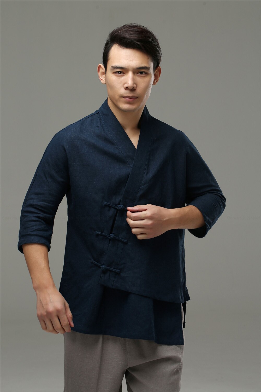 Camisa de estilo tradicional chino para hombre, ropa suelta de lino, informal, étnico, Hanfu, Túnica, Té Zen, Kung Fu, blusa Retro antigua
