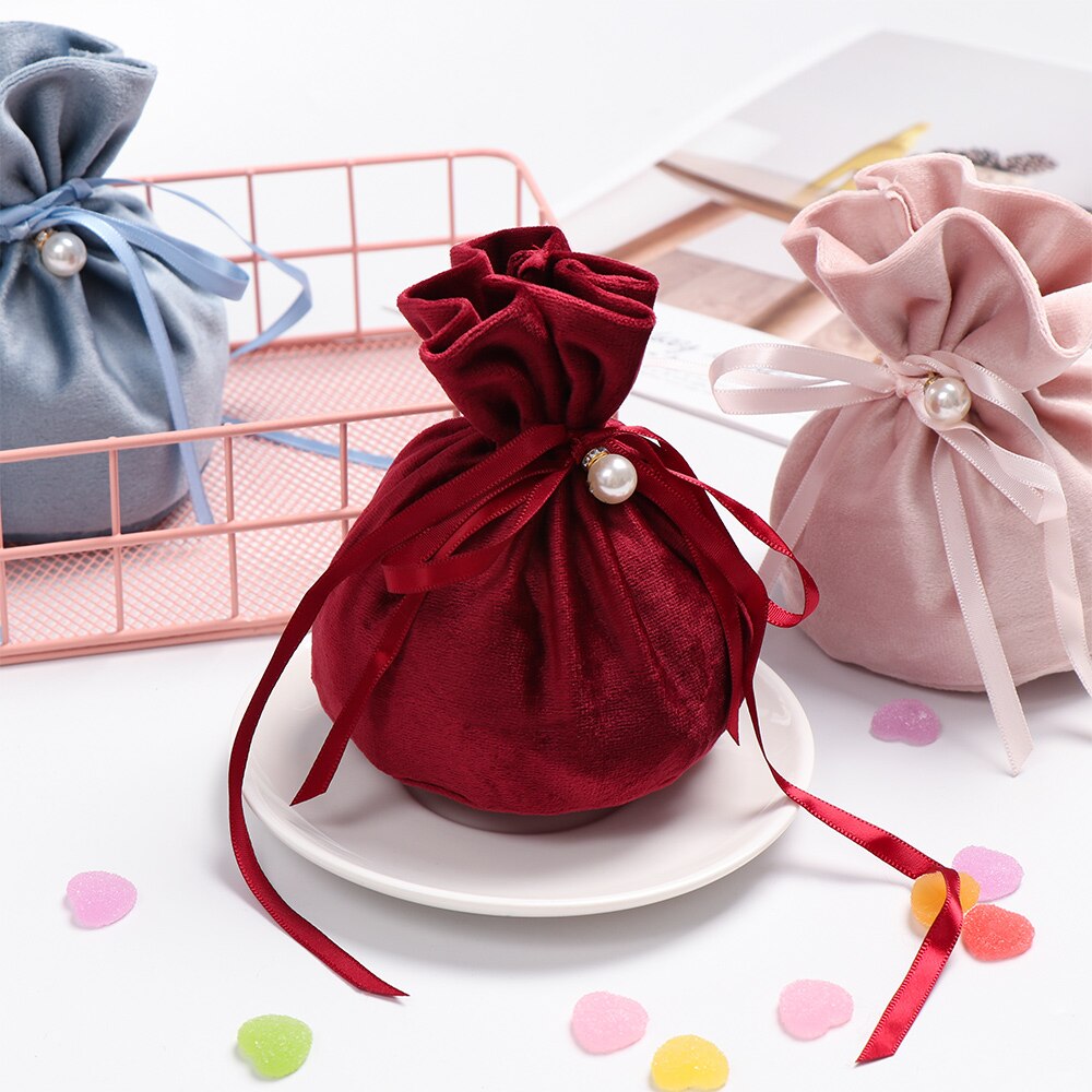 Trekkoord Zoete Candy Pouch Fluwelen Koord Tassen Multifunctionele Sieraden Bag Baby Shower Accessoires Bruiloft Gunsten