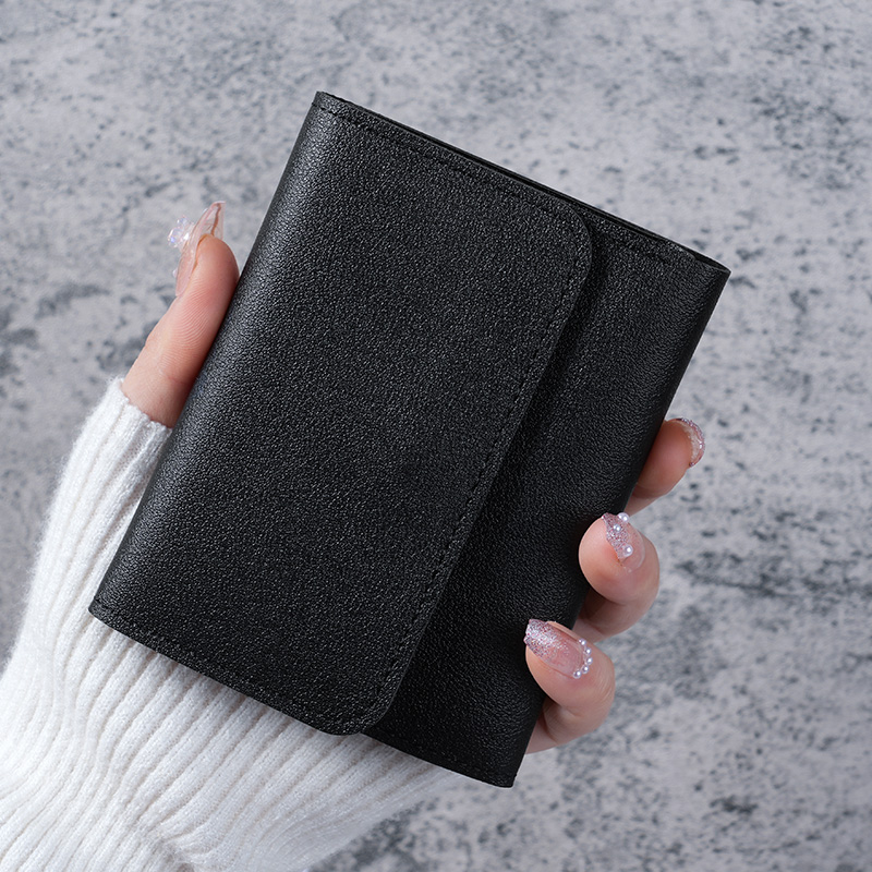 Simple And Short Lady Purse Student Ticket Holder Multi-function Card Bag: black