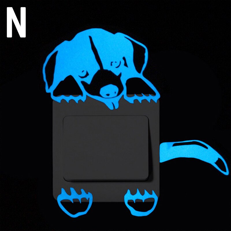 Luminous Cartoon Switch Sticker Glow in the Dark Cat Sticker Fluorescent Moon Stars Sticker Kid Room Decoration Home Decor: N