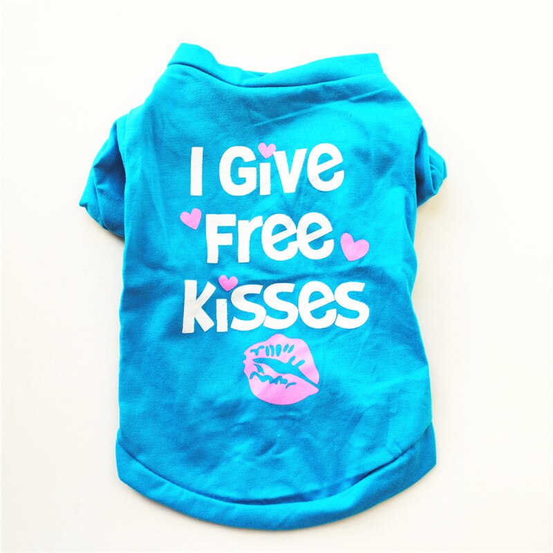 I Give Free Kisses Pattern Funny Dog Clothes for Labradors Summer Pet Clothes for Dogs Personality Puppy Clothes Pet Dog T Shirt: Blue / M