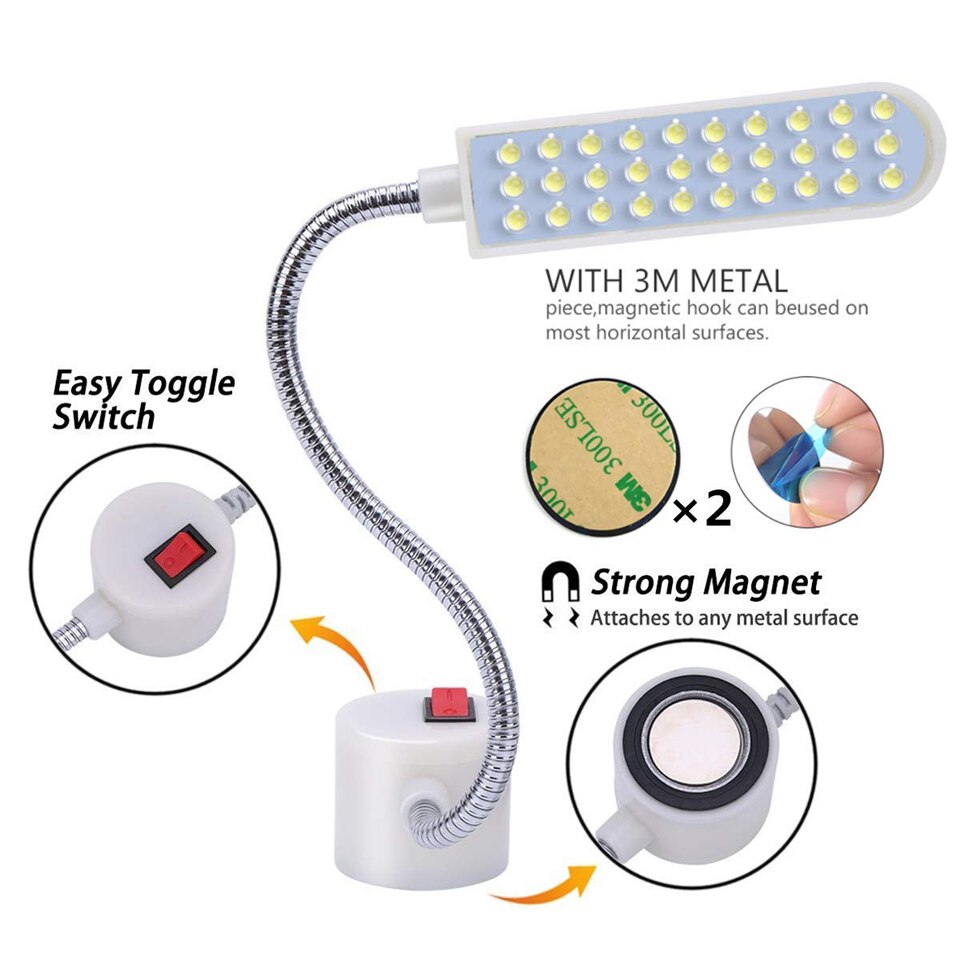 Luces LED para máquina de coser, lámpara de trabajo Flexible multifuncional, luz de costura magnética para torno de prensa de taladro, iluminación Industrial