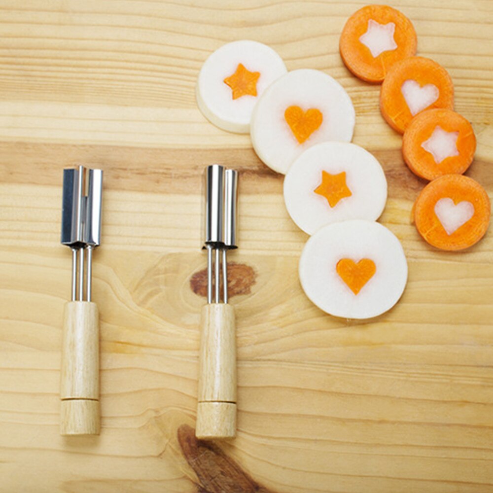 Estrella en forma de corazón de verduras cortador mango de plástico portátil cocinar herramientas de acero inoxidable de corte de fruta morir cocina Gadgets $