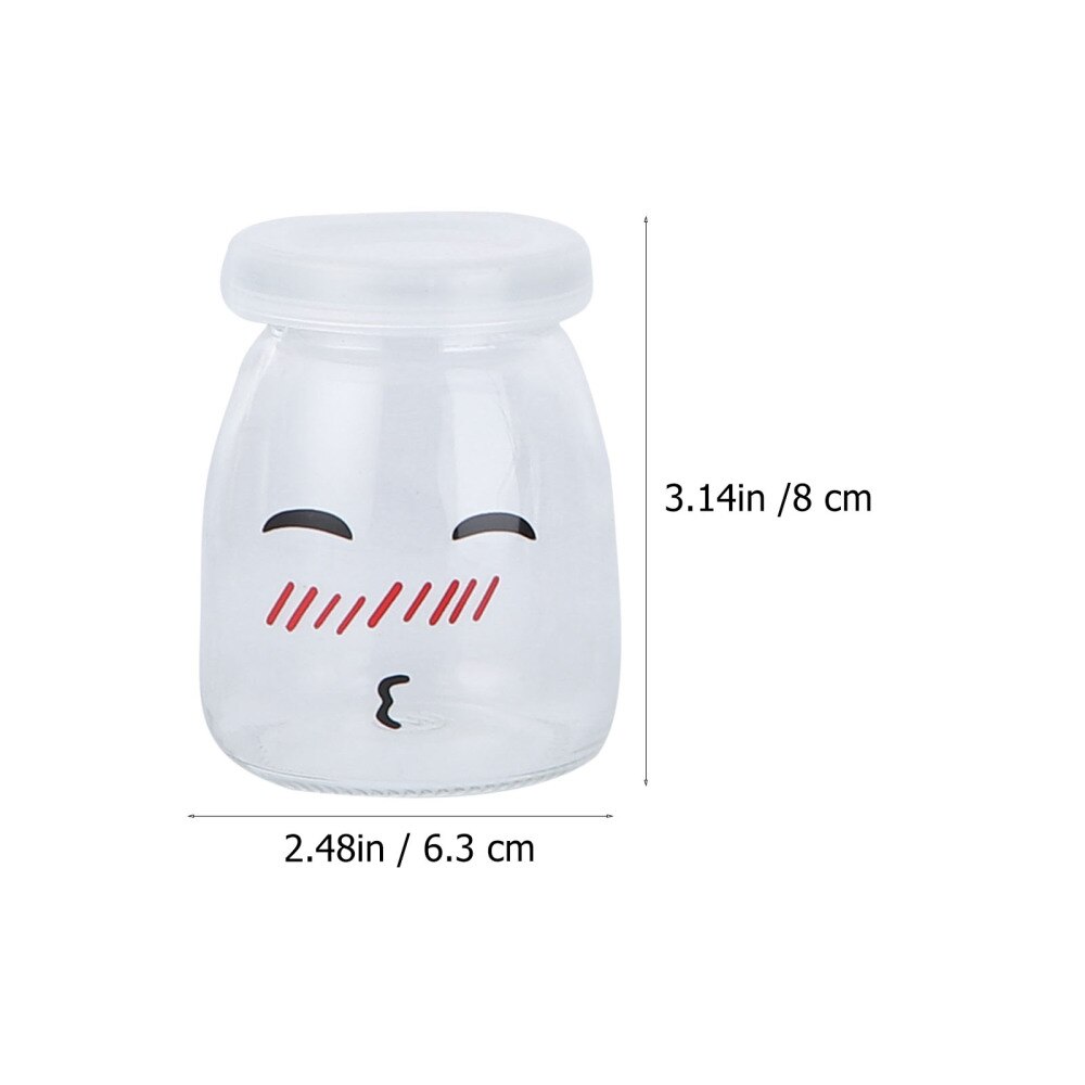 5pcs 150ml Face Pudding Bottle Glass Heat-resistant Yogurt Containers Cup Jelly Jar (Random Pattern)