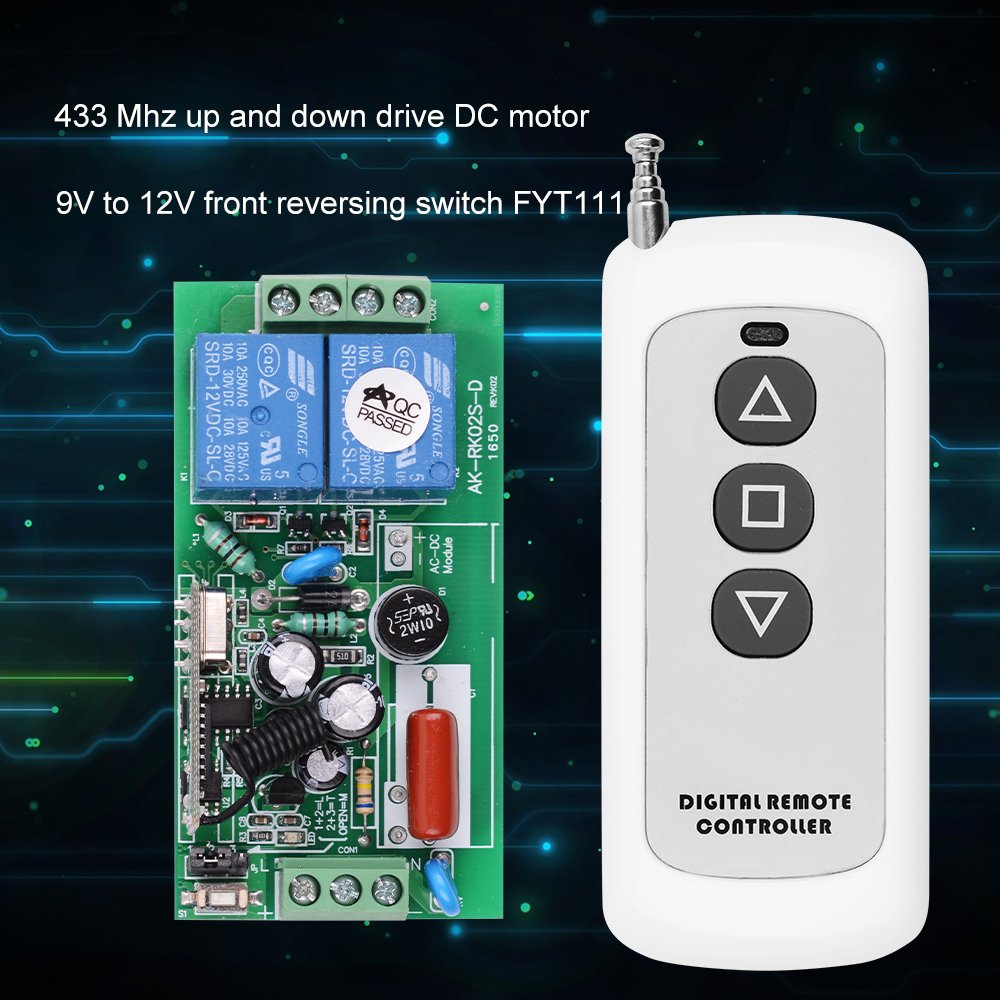 433MHz Universal Wireless Remote Control Switch 9V to 12V DC Motor Speed Controller Car Forward Reverse Switch