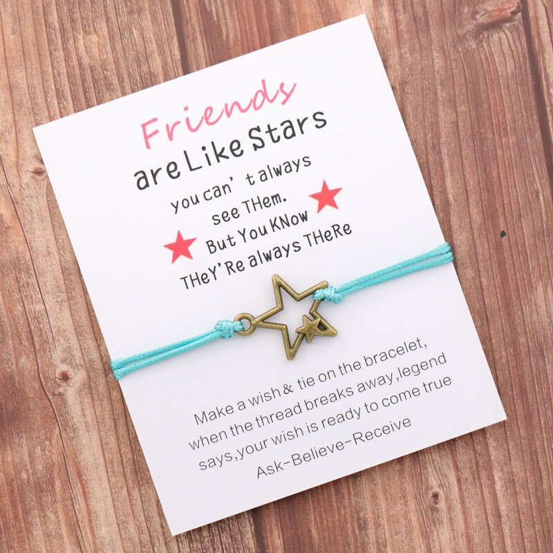 Pulseras de la amistad con de estrellas para hombre y mujer, pulseras de cuerda hechas a mano con abalorios, con de mejores amigos, chicas y adolescentes, de joyería: Brown-Green
