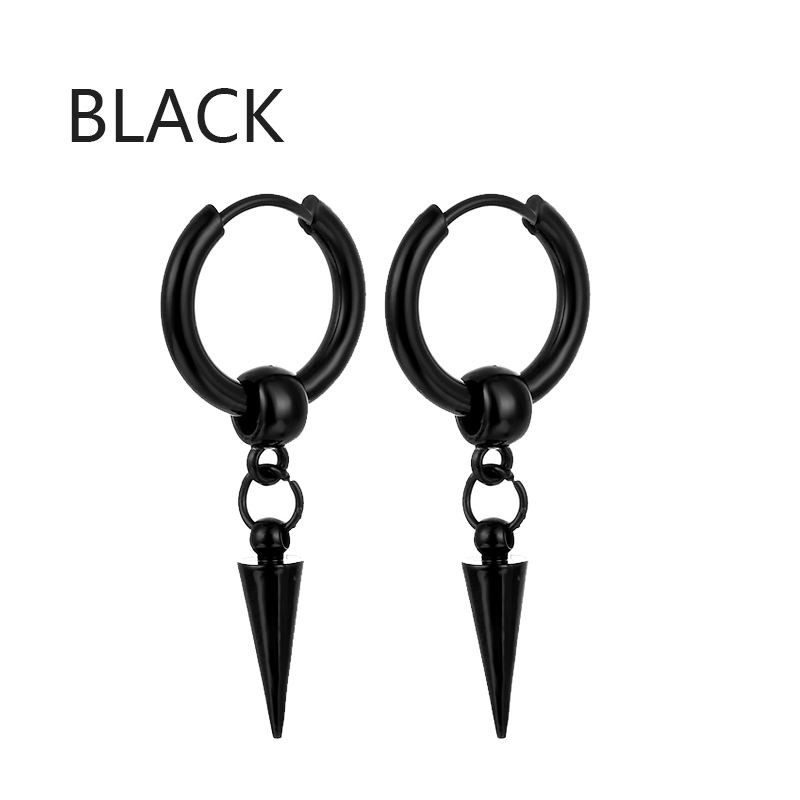 Juego de pendientes Punk de acero inoxidable para hombre y mujer, aretes negros, Piercing de Hip Hop Vintage, accesorios de joyería para la oreja, 1 /11 pares: Pistola negra plateada