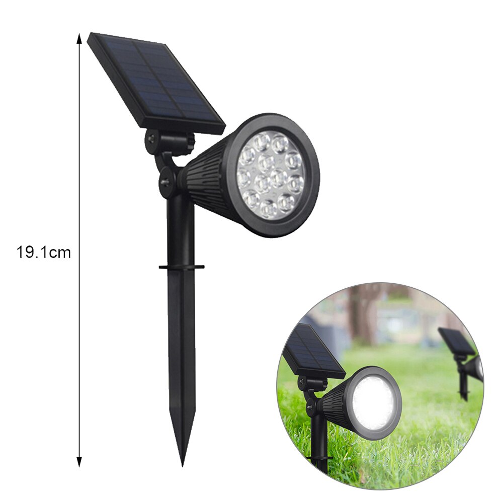 7 Led Solar Power Tuin Lamp Kleurrijke Spotlight Verstelbare Outdoor Waterdicht Gazon Landschap Straatverlichting Muur Spot Lamp: 12led White