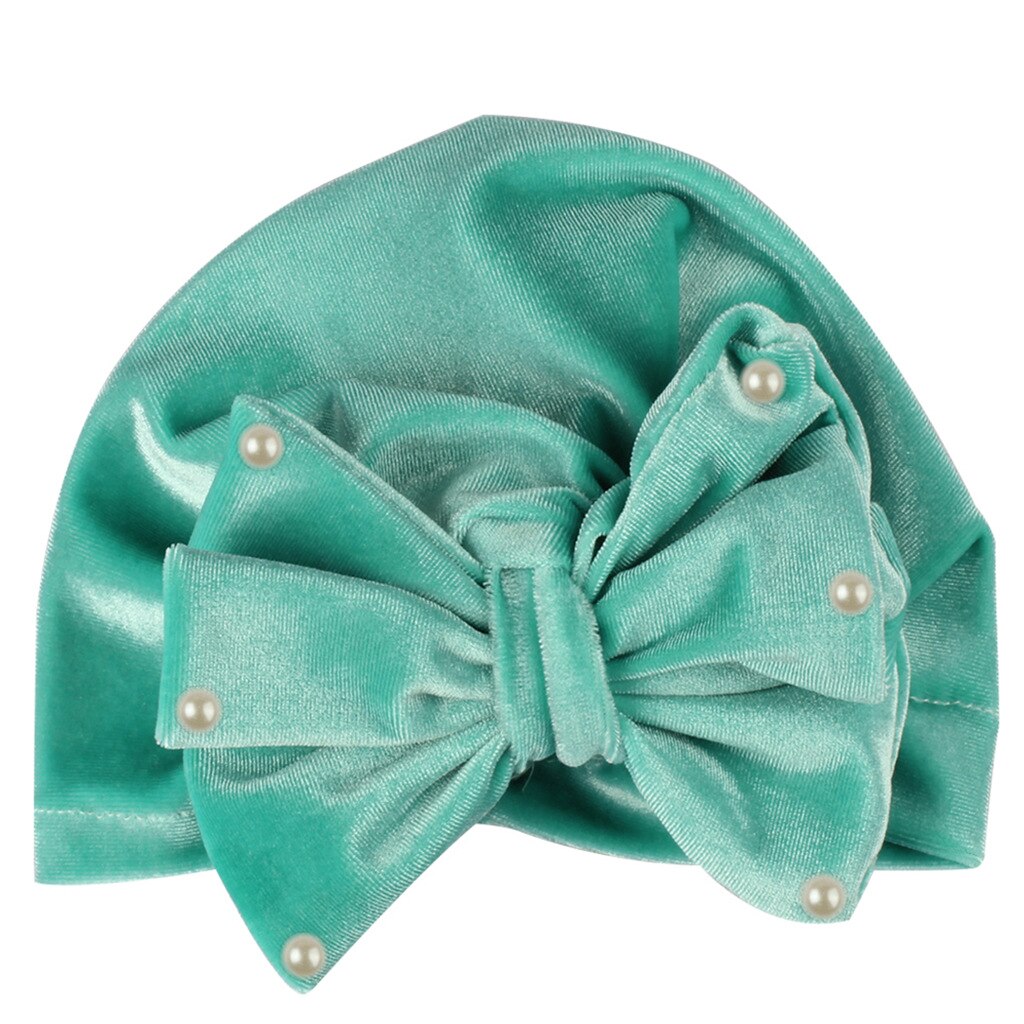 Chapeau indien en velours doré pour enfants | Perles, chapeau avec nœuds, casquette pour enfants, couvre-chef pour filles, 11 couleurs, offre spéciale,: mint green