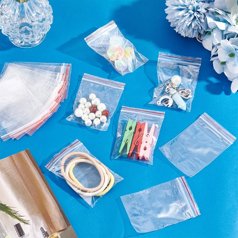 Self Sealing Clear Plastic Poly Bag Resealable Zip Bags Food Storage Pill Jewelry Package Reclosable Vacuum Fresh Sack