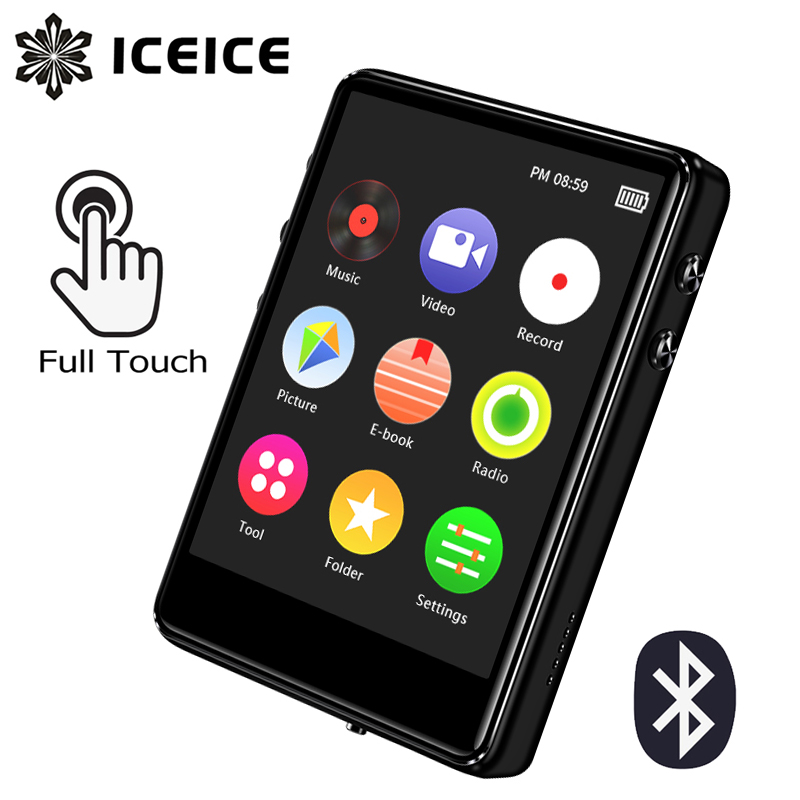 ICEICE MP4 Player Bluetooth with Built-in Speaker 2.4 inch Full Touch Screen FM Radio Recording E-book Music Video Player MP 4