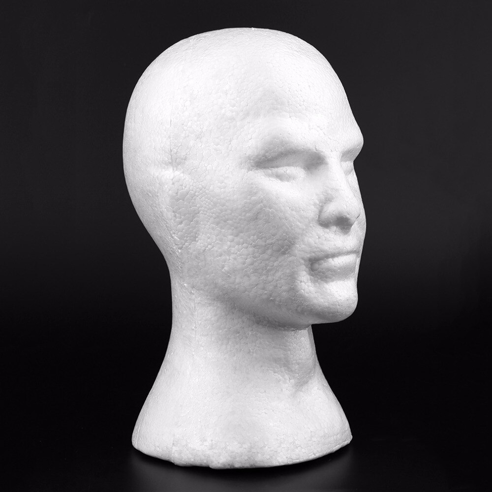 Manlig slät skyltdocka huvud modell peruk hatt glasögon kepsar display stativ bubbla skum huvud med öron