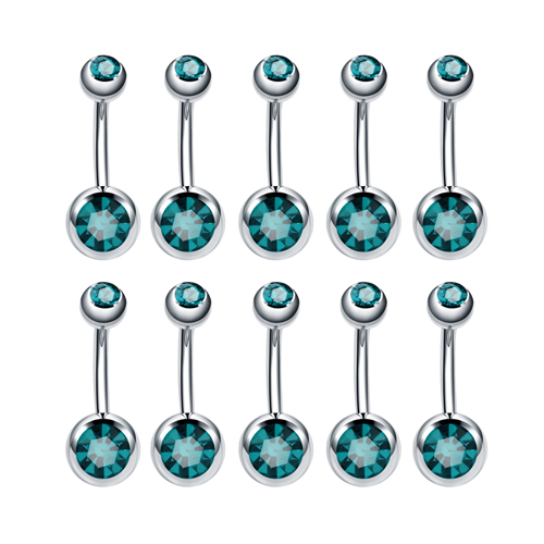 Piercings de Ombligo de acero inoxidable para hombres y mujeres, pendientes de Ombligo, anillos gemas, Piercing de Ombligo, joyería de cuerpo Punk, 10 piezas: Pistola negra plateada
