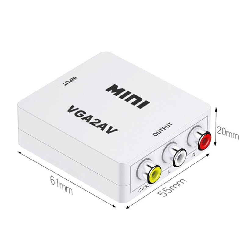 Mini VGA to AV Video Converter VGA to RCA PC to TV Vga to Av for AV Interface TV, Display and Other AV Interface Equipment