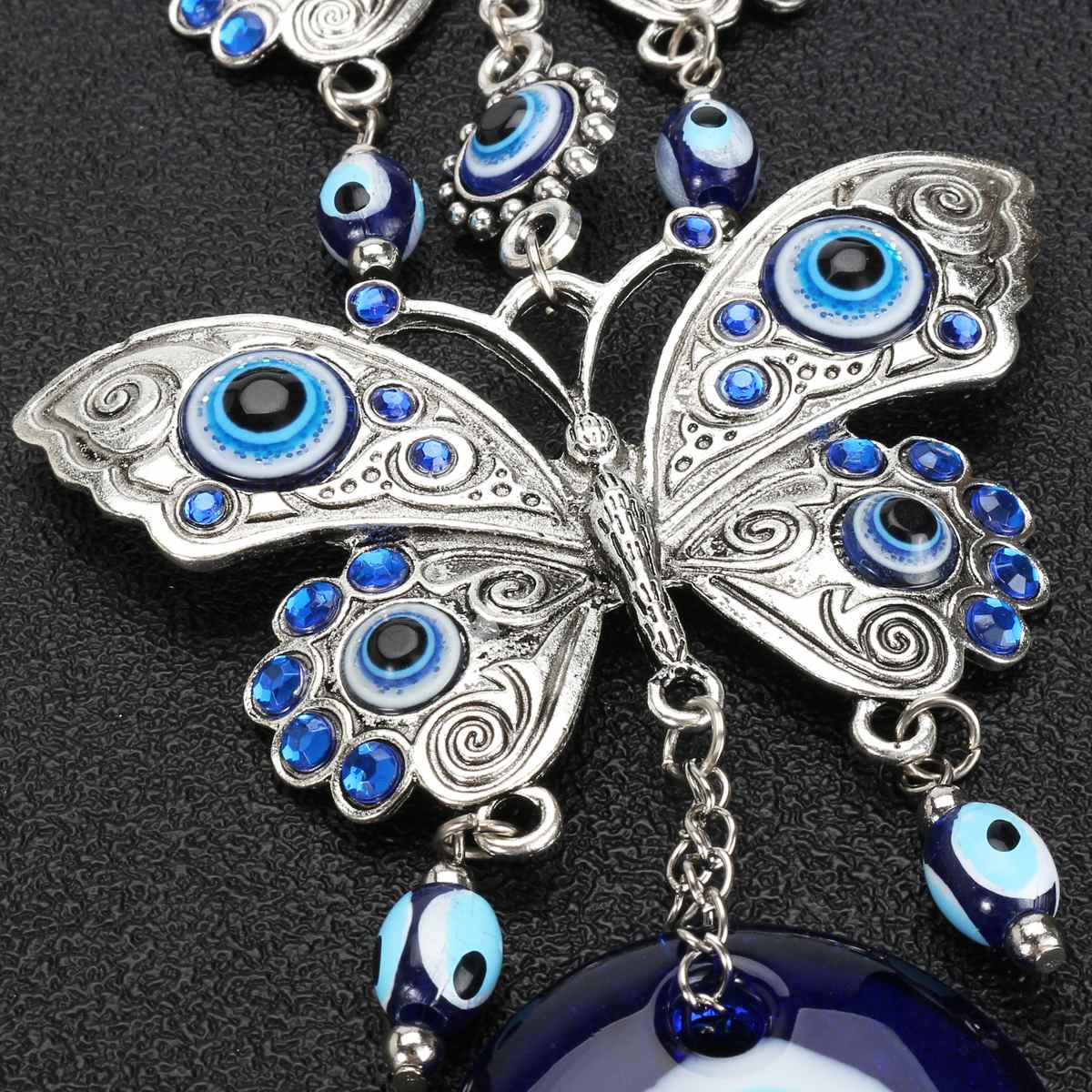 Blauw Glazuur Glas Vlinder Bedels Hangers Turkse Lucky Bescherming Evil Ogen Amulet Muur Opknoping Ornament Auto Woondecoratie
