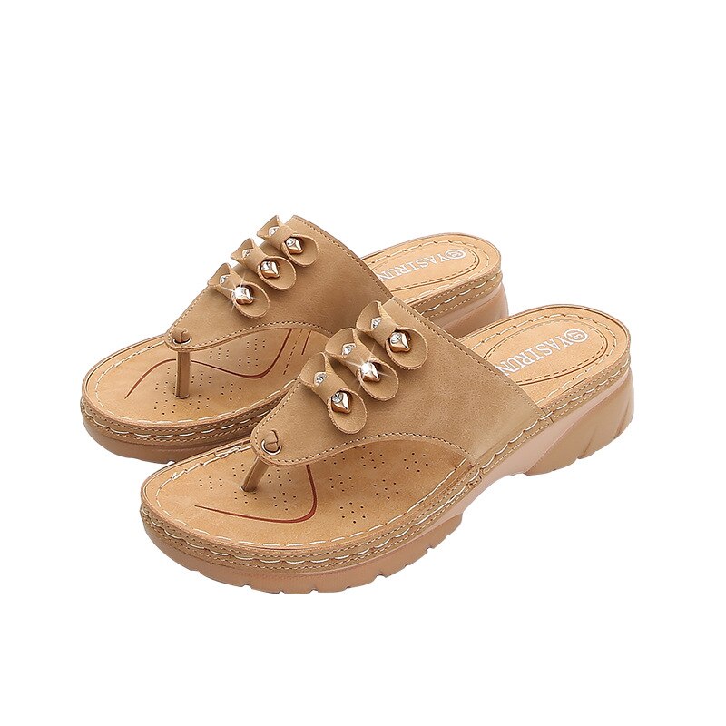 Sandales de plage à semelle compensée pour femmes, chaussures de Style à la , grande taille