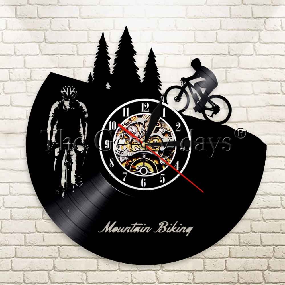 1 stykke mountainbike vægur freeride biker sport vintage vægindretning vinyl rekord lp ur cykel cykling dekorativt ur