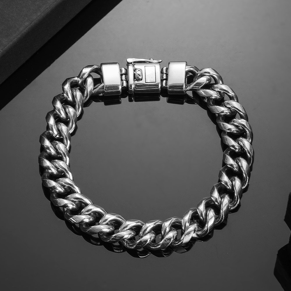 Gourmette lien chaîne hommes Bracelet bouddha Bracelet boucle de sécurité Bracelet Antique argent couleur Bracelets Punk hommes bijoux