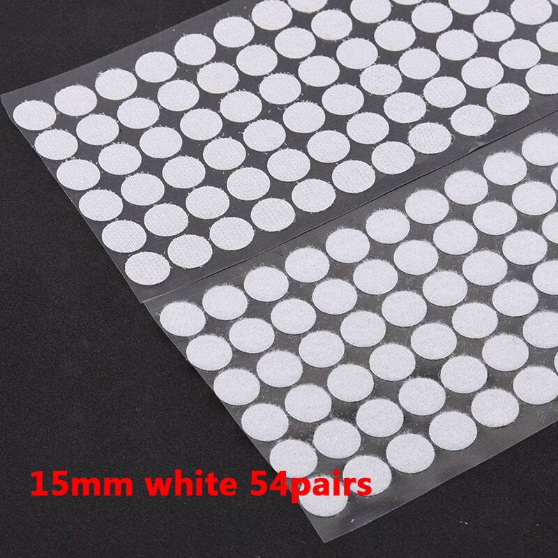 Kleurrijke Klittenbandsluitingen Lijm 10-30 Mm Zelfklevende Tape Haak Lus Nylon Magic Boob Tape Sticker Thuisgebruik Sterke lijm 100Pairs: 15mm white 54 pairs