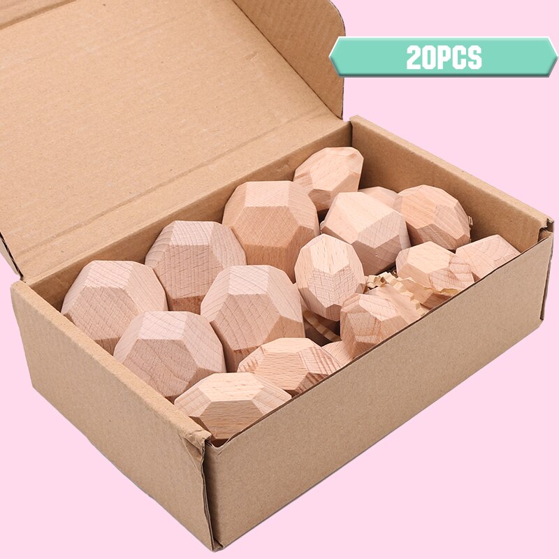 Wooden Colored Stone Stacking Block Nordic Style Stacking Game Rainbow Wooden Stone Montessori Toys Children: 20pcs 2070