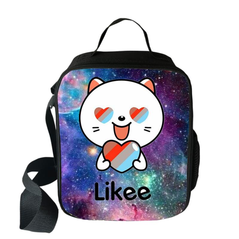 Likee Video App Cooler Lunch Bag Cartoon Girls Portable Thermal Food Picnic Bags for School Kids Boys Lunch Box Tote: 001