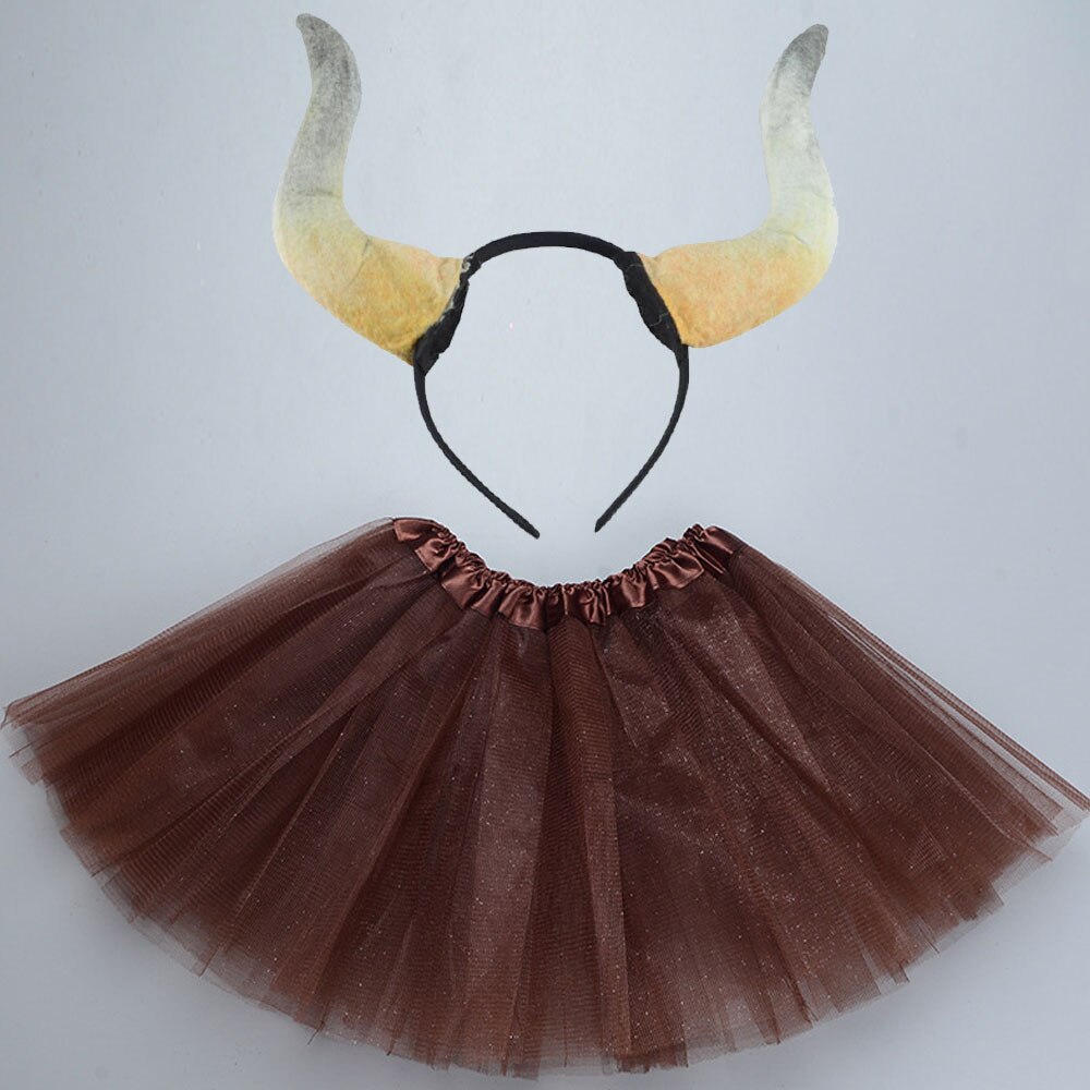 Costume de taureau, vache, Lion, pour enfants et adultes, bandeau, jupe, nœud papillon, Tutu, fête d&#39;anniversaire, Baby Shower, Halloween: 1 / S for 2-7 years kids