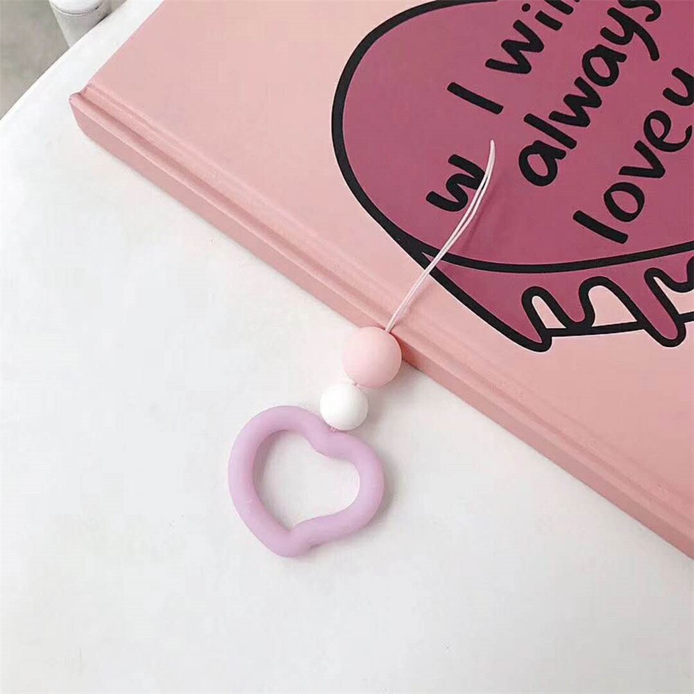 Silicone coração amor macaron laço telefone macio original para iphone kawaii bonito universal anel do telefone móvel pulseira de dedo charme