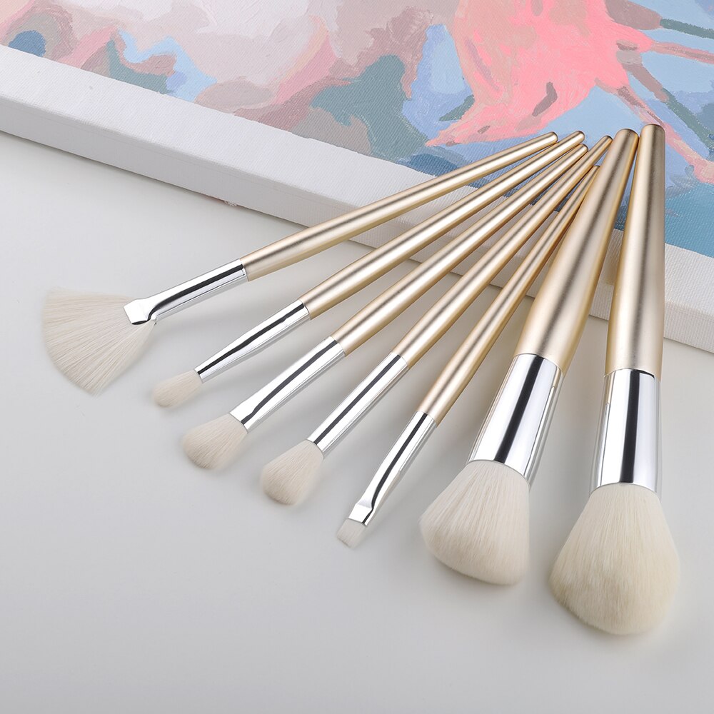 Fld 7/10/14 stk makeup børster værktøjssæt kosmetisk pudder øjenskygge foundation blush blending skønhed make up børste maquiagem: 7 stk guld
