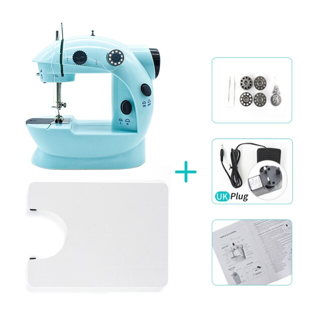 Booksew Mini Sewing Machine Portable Cutter Foot Pedal Straight Line Hand Table Night Light Two Thread Electric Winding Mending: 02-Z2-UK