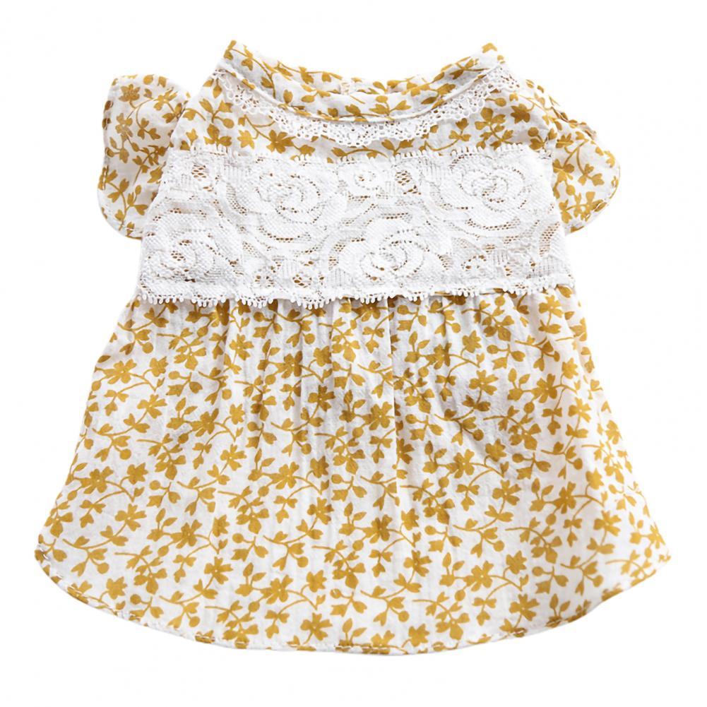 Modieuze Pet Rok Mooi Ogende Mooie Sier Bloemenprint Huisdier Rok: YELLOW / S