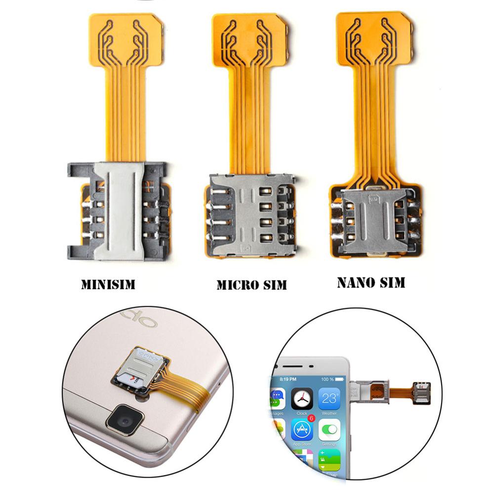 Hybrid Double Dual SIM Card SD Adapter 3.8 / 10cm For Android Extender 2 Nano Micro SIM Adapter For Android Phone