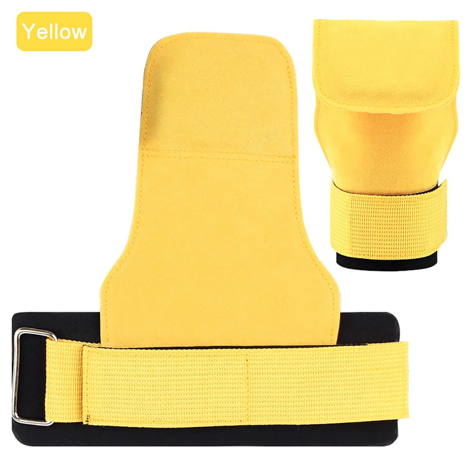 1 Stuks Koeienhuid Gym Handschoenen Anti-Slip Gewicht Power Riem Lifting Pads Deadlift Riem Workout Crossfit Fitness Handschoenen Palm bescherming: Paars