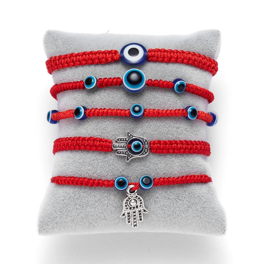 Kreative neue hand-woven glück red string armband für damen und männer mit blauen augen runde perlen armband schmuck