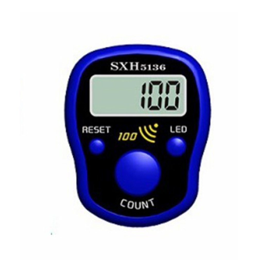 Mini point marqueur rangée doigt compteur LCD affichage numérique électrique avec lumière LED pour bouddha prier couture tricot tissage outil: Dark Blue