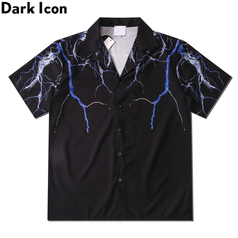 Dark Icon Polo azul Flash para hombre, camisas hawaianas ligeras de verano, camisa Vintage de calle