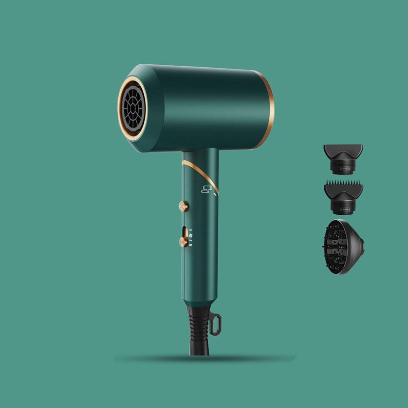 En Koude Lucht Föhn Met Verzamelen Nozzle En Diffusing Nozzle Styling Tool Voor Salon En Huishoudelijke Gebruik Opvouwbare handvat: green / Au
