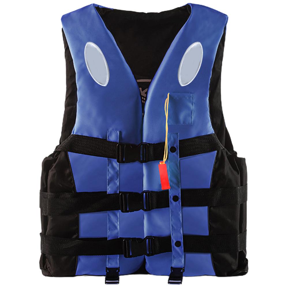 Adult Life Vest Jacket Polyester Swimming Boating Ski Surfing Survival Drifting Life Vest With Whistle Water Sports Life Vest: Blue / S