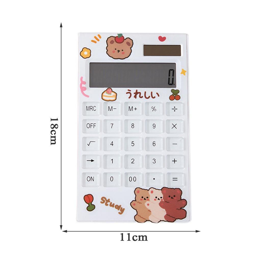 White Crystal Portable Small Solar Calculator School Teacher Student Office Learning Aid