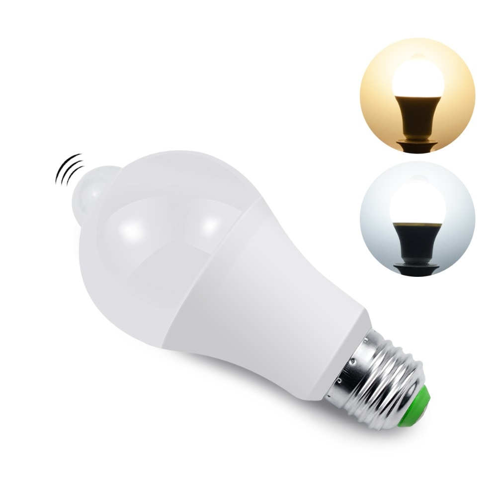 220v 5w 7w 9w 12w 18w pir bevegelsessensor lys  e27 bevegelsesdetektor led pære lampe trapp gang gang gang korridor nattbelysning