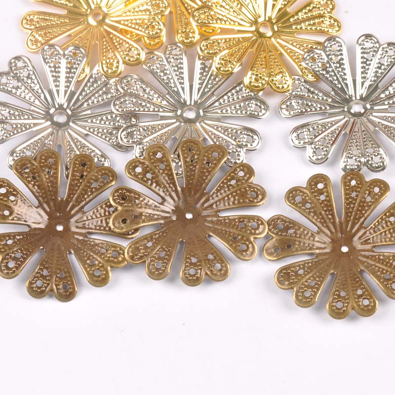 40mm guld / sølv / bronze antikke blomster indpakker filigran stik til smykker metal håndværk udsmykning scrapbog indretning  yk0762-2