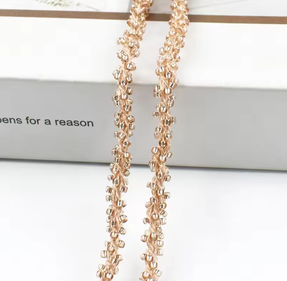 5mm Beaded Lace Trim for Sewing Clothes Trimmings Wedding Dress Curtain Laces Ribbon Decoration Hair Accessories: black