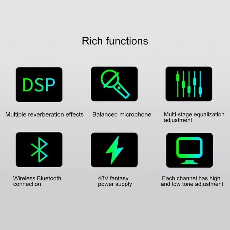 Digital 4-Channel Audio Mixer Console Mixing Console Built-in 48V Phantom Power with BT Function-EU Plug