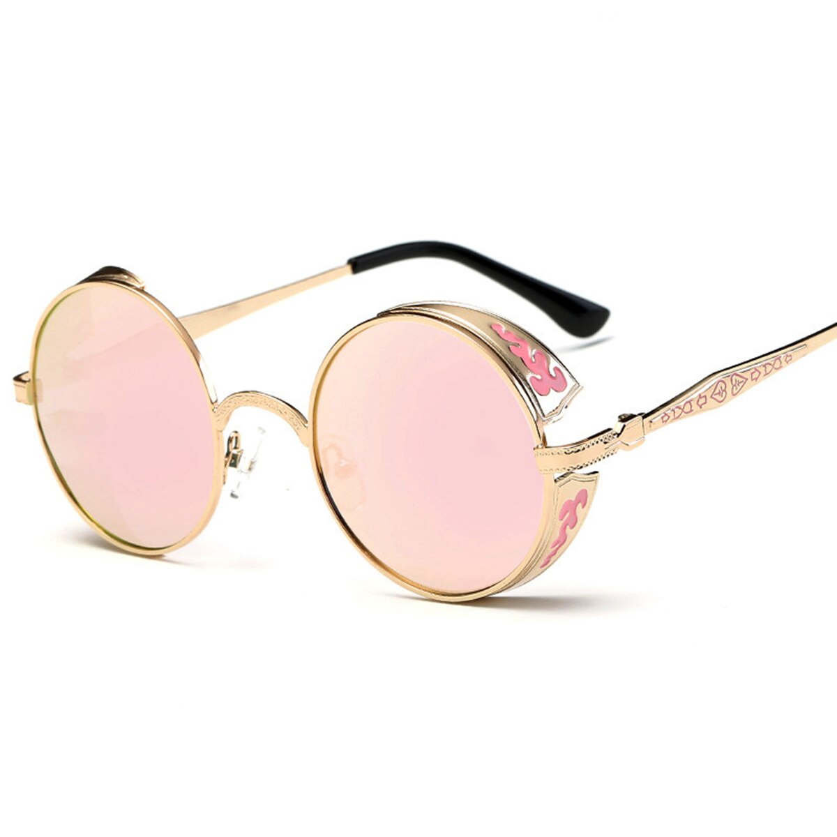 Unisexe rétro Steampunk Style lunettes de soleil lentille ronde métal creux cadre Vintage lunettes pour hommes femmes lunettes de soleil conduite