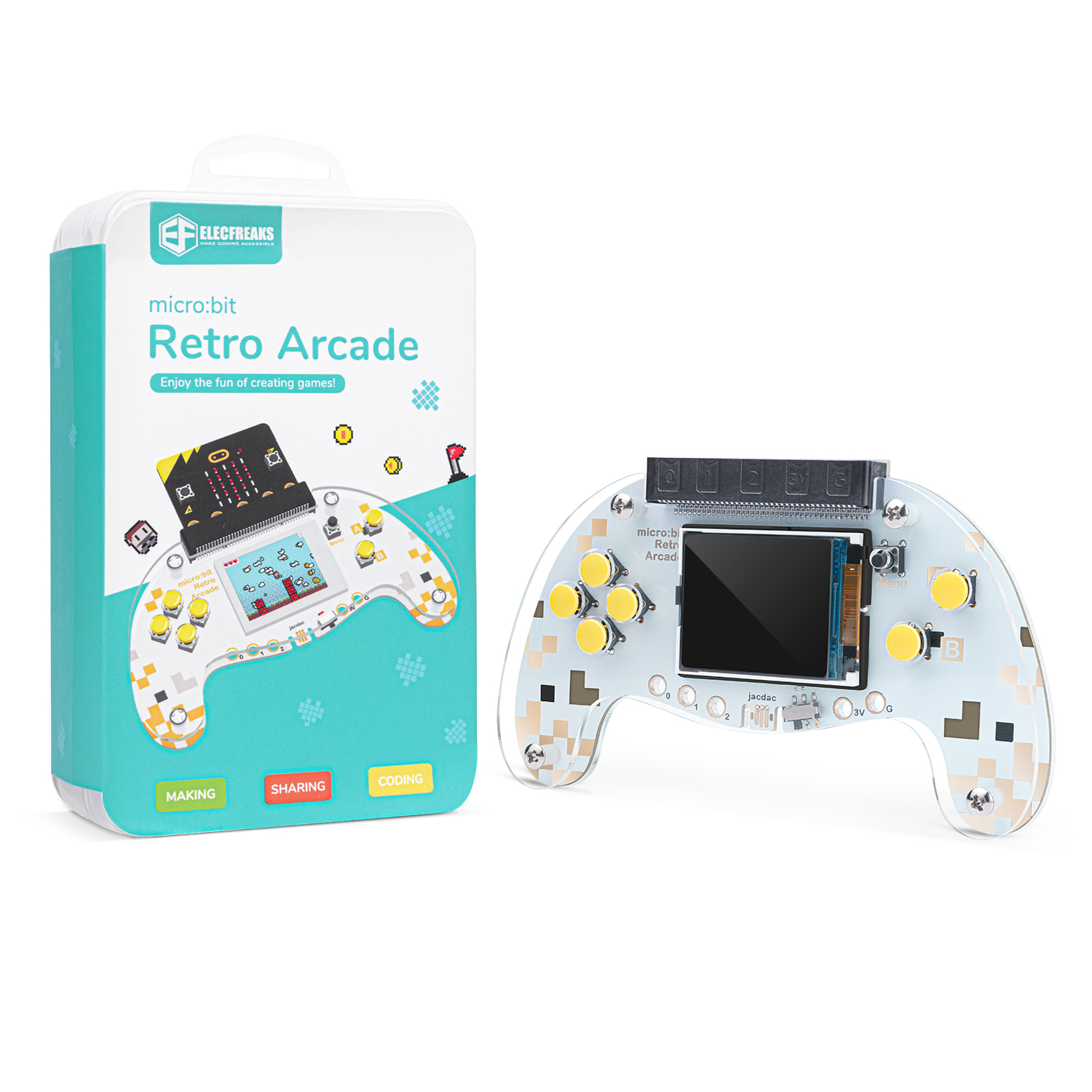 ELECFREAKS microbit Retro Makecode Arcade, Micro:bit Joystick Programming Machine Supports Remote Control(Without Micro:bit)