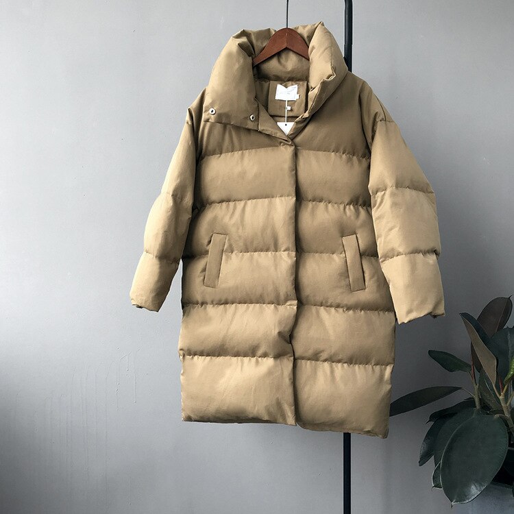 Ricorit Winter Capuchon Katoenen Gewatteerde Jas Vrouwen Lange Mouw Effen Kleur Warm Losse Lange Puffer Jassen Parka Jas куртка: khaki / M