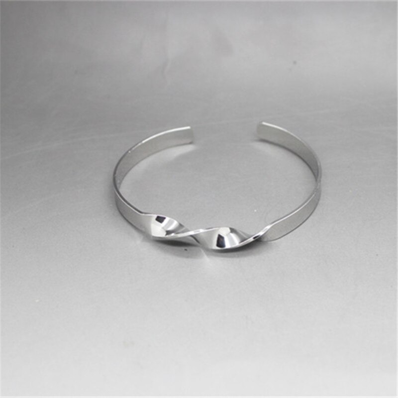 Kshmir2020curvilinear design simples pulseira feminina pulseiras vintage ouro brilhante feminino pulseiras de cobre pulseiras de metal torcido: Platinado