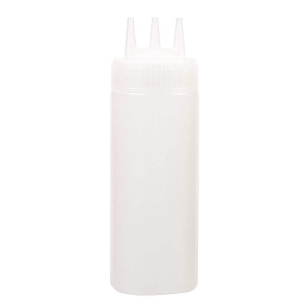 3 agujeros 350ml giro tapa botella de apretón botella de plástico de alimentaria Ketchup mostaza Mayo salsas botellas de aceite de oliva utensilios de cocina: white