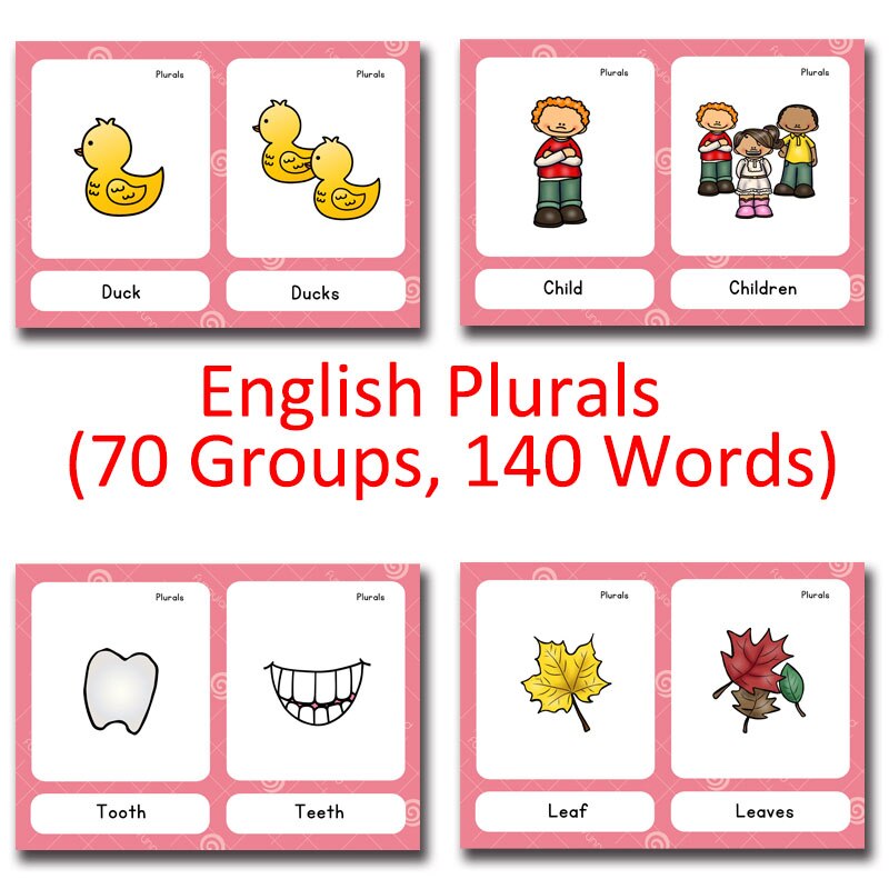 120 Groepen/Set Synoniemen Antoniemen Engels Woord Leren Kaart Flashcards Puzzels Voor Kinderen Kinderen Juguetes Educativos Speelgoed: English Plurals