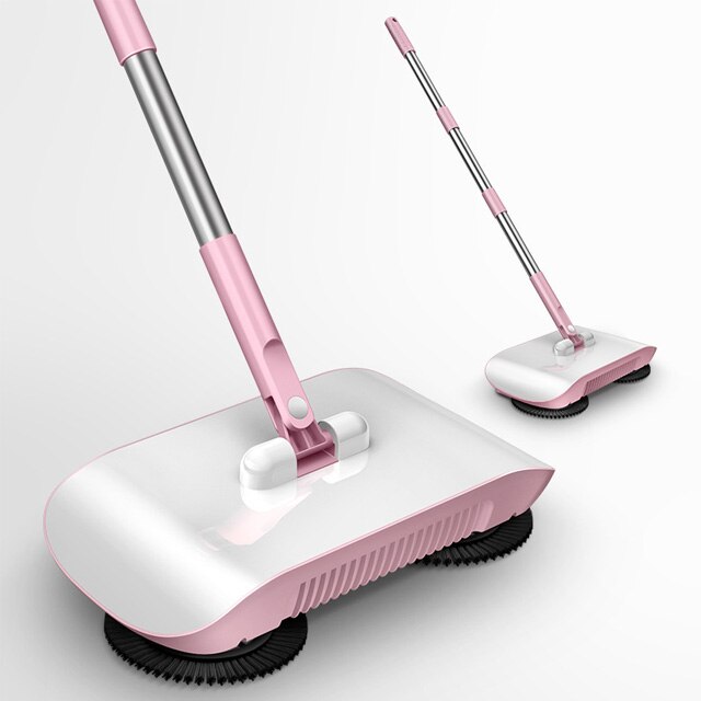 2 In 1 Hand Push Vacuum Cleaner Set Home Sweeper Broom Dustpan Handheld Dust Collector Carpet Floor Cleaners: pink